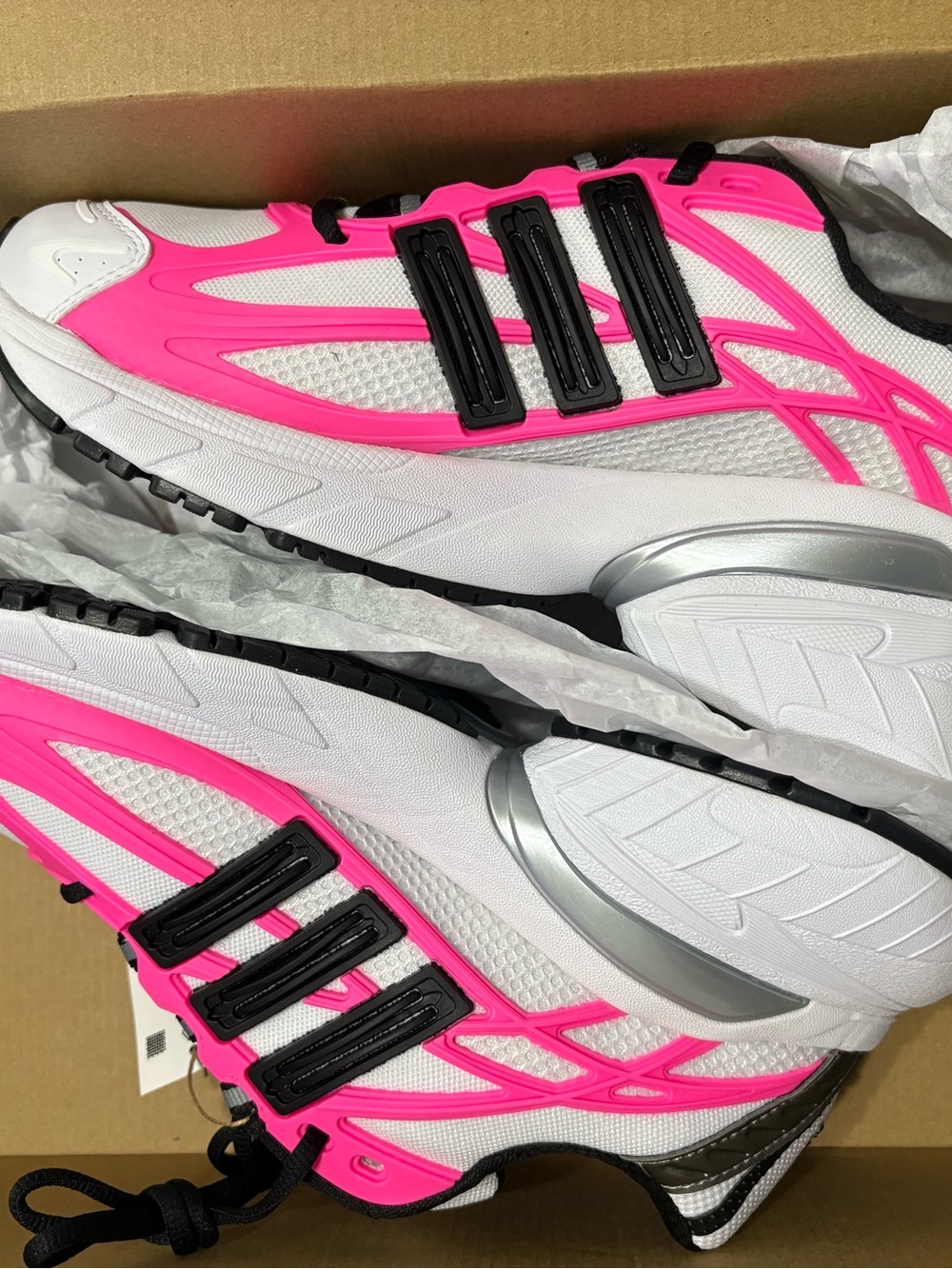 adidas Women's White & Hot Pink Athletic Sneakers with Black Accents